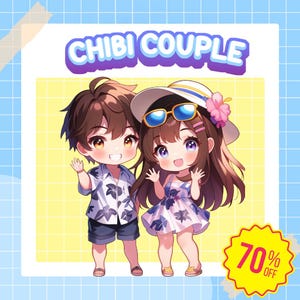 Custom Couple Chibi Anime Art, Personalized Chibi Characters & Fanart, Unique Cute Chibi Logo Commission for PFP, Stream, Twitch, YouTube