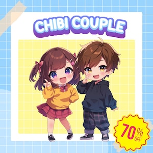 Custom Couple Chibi Anime Art, Personalized Chibi Characters & Fanart, Unique Cute Chibi Logo Commission for PFP, Stream, Twitch, YouTube