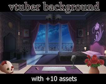 Goth Vampire Vtuber Room Background with Assets (Digital Download)