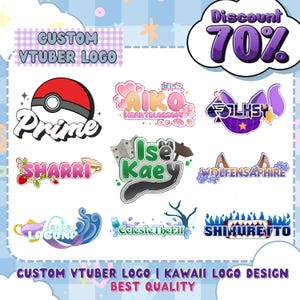 Custom Cute Animated VTuber Logo, Animated Logo Text, Twitch or Kick Streamer, twitch logo, vtuber logo, custom logo, gaming logo, Watermark