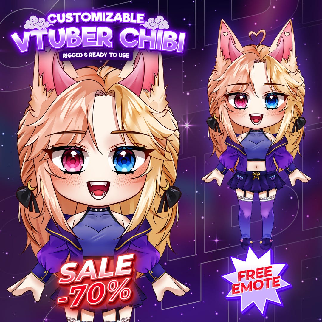 Custom Live2d Chibi Vtuber Commission Vtuber Assets Chibi Commission