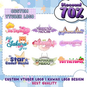 Niestandardowe słodkie animowane logo VTubera, streamer Twitch lub Kick, animowany tekst logo, znak wodny, logo vtuber, logo Twitch, logo gamingowe, niestandardowe logo