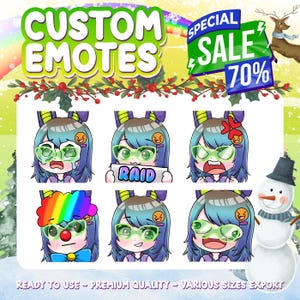 Aangepaste twitch-emotes voor je stream, anime-emote, geanimeerde emote, kick-emote, dieren-emote, schattige chibi-emote Vtuber, sub-emotes