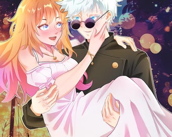 Custom Anime Couple Portrait: Personalized Manga Art (Digital File)