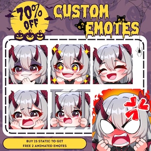 Niestandardowe emotikony Twitch do Twojego streamu, urocze emotikony Vtuber Chibi, animowane emotikony, emotikony kopniaków, Halloween, emotikony anime, emotikony subskrybentów