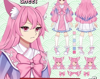 Custom Vtuber Reference Sheet: Anime Character Design
