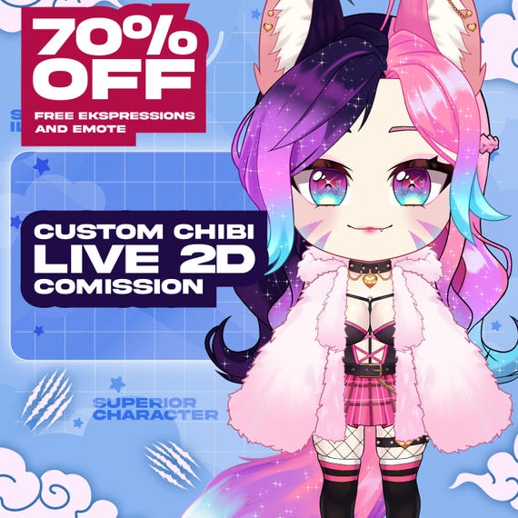 Custom Chibi Vtuber Commission: Anime Art, Vtuber Assets