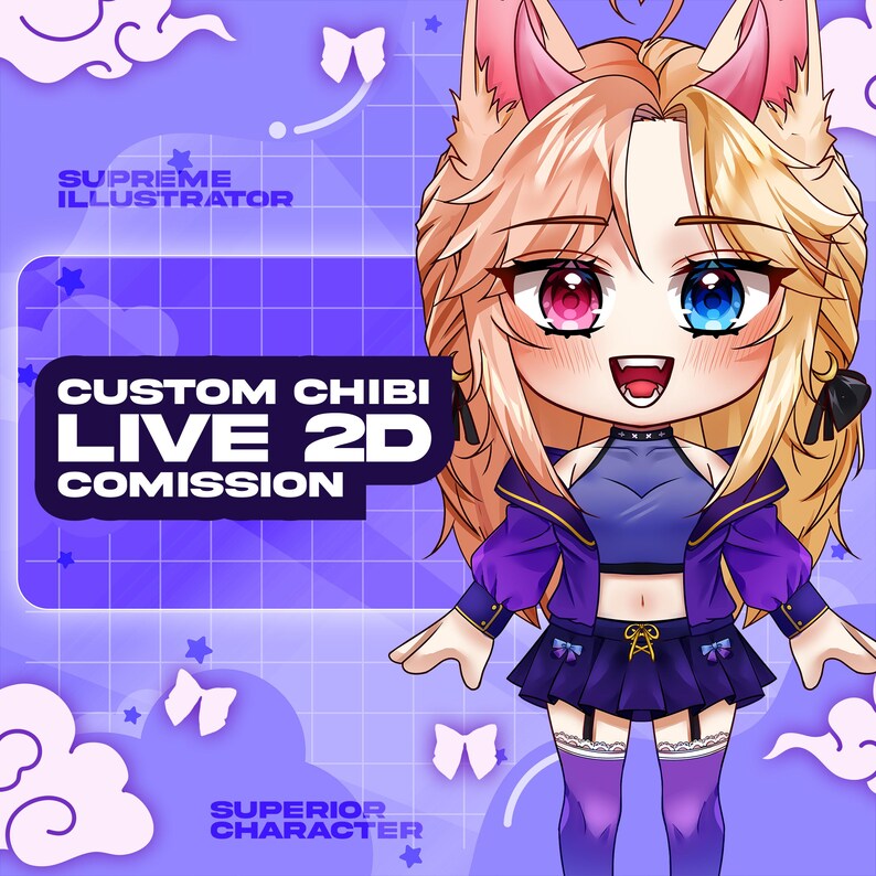 Custom Live2d Chibi Commission Chibi Vtuber Commission Chibi Anime Art