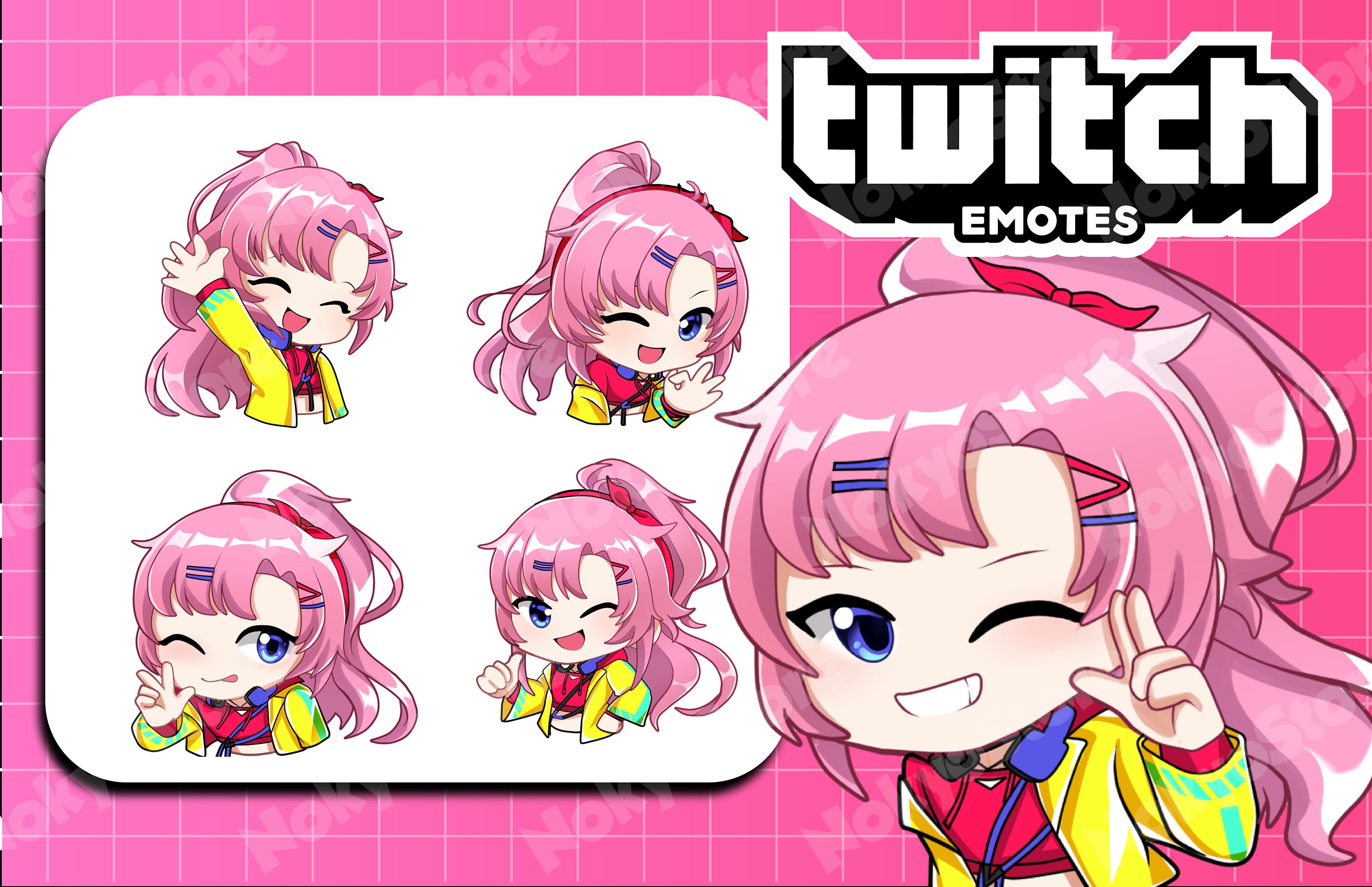 Anime Chibi Emote / Lindo Streamer Emoji / Twitch Emotes / Etsy España