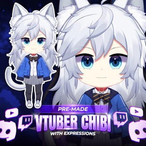 Ready to Use Vtuber, White Cat Girl Premade & Presetup model ready for streaming - Vtube Studio - Twitch - Commercial use - Fully Rigged
