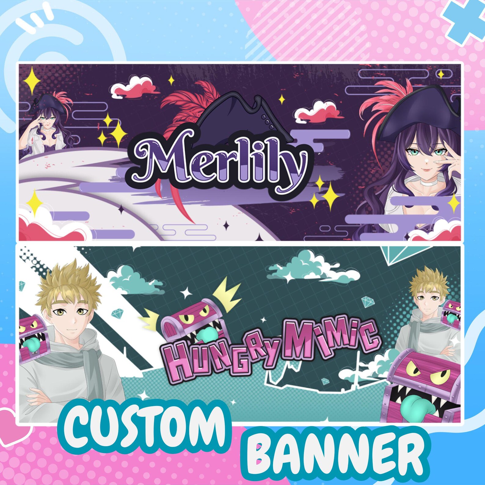 Custom Banner | Custom Chibi Cute Banner | Header | Twitch Banner ...