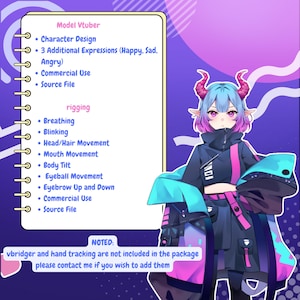 Upgrade your VTuber experience with a fully functional Live2D-ready model + rigging setup ♡

This package includes both character design and smooth animation-ready rigging, perfect for streamers who want a professional and expressive avatar.

Your VTuber will feel alive with natural movements, responsive expressions, and smooth animation—ready to use for streaming and content creation ✦