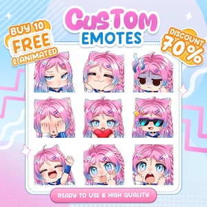 Custom Emotes Twitch | Stiker Emotes | Vtuber emotes | Pet animal emotes | Discord & Kick Emotes |  YCH Anime Emotes | PNGTuber Assets