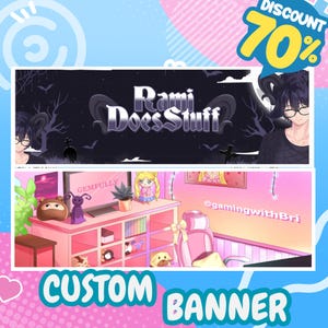 custom banner | Custom Chibi Cute Banner | Header | twitch banner | youtube banner | banner | discord banner | Kick Banner | Twitter Banner image 10