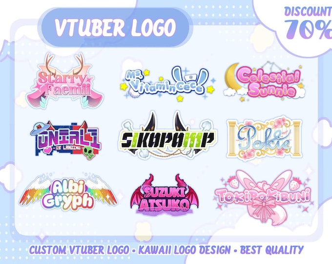 Custom Vtuber Logo | Animated logo for stream Twitch, Youtube, Kick | Stream Logo |  Kawaii Logo | vtuber logo commissions | vtuber assets