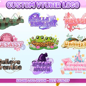 Aangepaste schattige tekst met Vtuber-logo of geanimeerd | Vtuber Kawaii | Logo voor stream | Twitch of kick| Chibi-logo | PNGTuber-logo | GIFTuber-logo