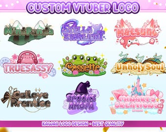 Custom Cute Vtuber Logo Text or Animated | Vtuber Kawaii | Logo For Stream | Twitch or Kick| Chibi Logo | PNGTuber Logo | GIFTuber Logo