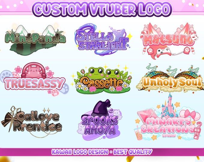 Custom Cute Vtuber Logo Text or Animated | Vtuber Kawaii | Logo For Stream | Twitch or Kick| Chibi Logo | PNGTuber Logo | GIFTuber Logo