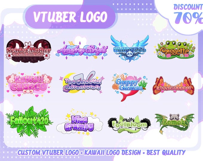 Custom Vtuber Logo | Cute Logo | Vtuber asset | Kawaii Logo| PNGTuber Logo | Cute Vtuber Logo | Custom Cute Vtuber Logo | GIFTuber Logo