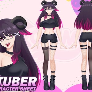 Custom Character Reference Sheet | Vtuber Character Design | Vtuber Model | Vtuber Asset | Anime Character | Character Design | Pngtuber