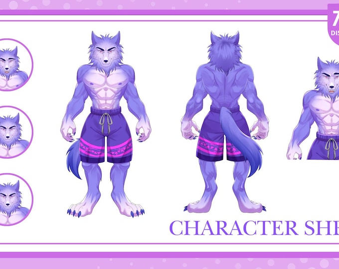 Custom Furry Character Sheet, Fursona Commission, Fursuit Design, OC, Furry Art, Furry PFP, Fursuit, Furry Commission