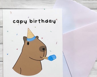 Cute Capybara Card, Greeting Cards, Pun Cards, Happy Birthday Card, Couple Gifts, Long Distance Relationship Gift, Gifts for Her, Bday Card