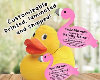 Cruising Ducks Personalized Tags, Gift for Cruiser, Carnival Duck Tags, Rubber Duck Jeep, Editable Tags, Flamingo Tags, *SHIPPED TO YOU*