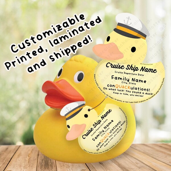 Cruising Ducks Personalized Tags, Gift for Cruiser, Carnival Duck Tags, Unique Tags, Rubber Duck Jeep, Editable Tags, Ducks *SHIPPED TO YOU*