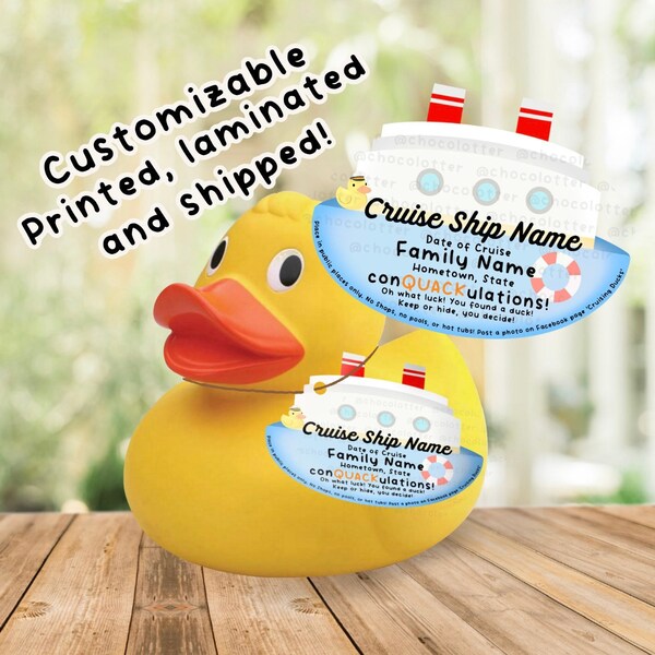 Cruising Ducks Personalized Tags, Gift for Cruiser, Carnival Duck Tags, Unique Tags, Rubber Duck Jeep, Editable Tags, Ducks *SHIPPED TO YOU*