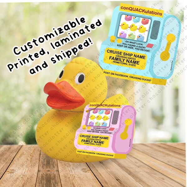 Cruising Ducks Personalized Tags, Gift for Cruiser, Carnival Duck Tags, Rubber Duck Jeep, Casino Slot Machine, Casino Chip, *SHIPPED TO YOU*