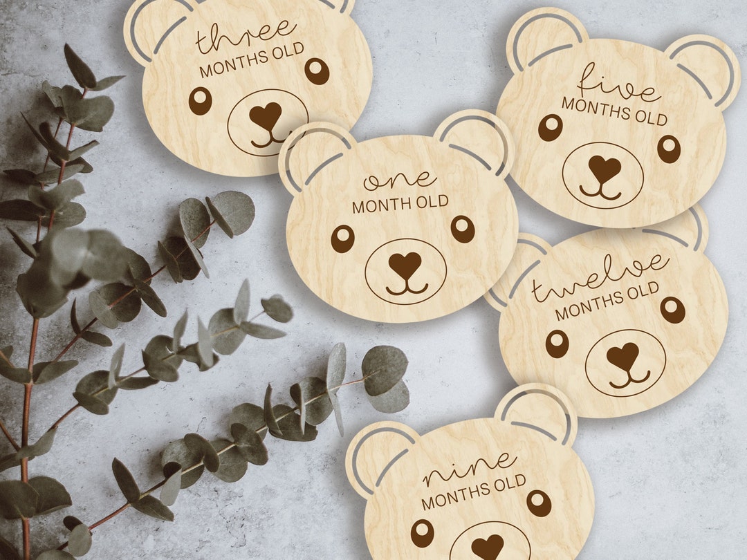 Teddy Bear Wooden Baby Monthly Milestone Markers - Baby Shower Gift - Etsy