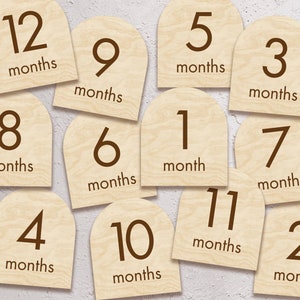 Arco de fuente minimalista de madera para bebés, marcadores y discos de hitos mensuales para bebés recién nacidos/regalo para baby shower