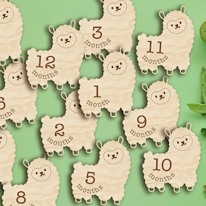Marcadores y discos de madera con forma de llama para hitos mensuales de bebés recién nacidos o como regalo para baby shower