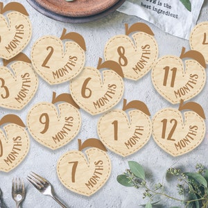 Marcadores y discos de madera para hitos mensuales de bebés recién nacidos, de Peaches: momentos importantes del bebé / regalo para baby shower