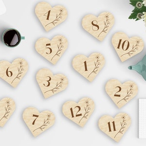 Marcadores y discos de madera con forma de corazones de flores silvestres para hitos mensuales de bebés recién nacidos: momentos importantes del bebé / regalo para baby shower