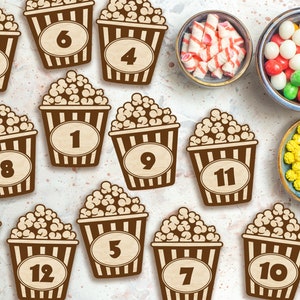 Marcadores y discos de madera con forma de palomitas de maíz para hitos mensuales de bebés recién nacidos: momentos importantes del bebé / regalo para baby shower
