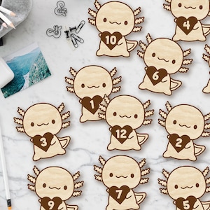Marcadores y discos de madera con el mensaje Axolotl Love para bebés recién nacidos: para momentos importantes del bebé o como regalo para baby shower