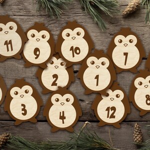 Marcadores y discos de madera con forma de pingüino para hitos mensuales de bebés recién nacidos: momentos importantes del bebé / regalo para baby shower