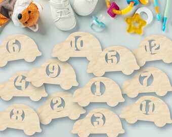 Toy Car Wooden Baby Milestone Markers | Baby Shower Gift