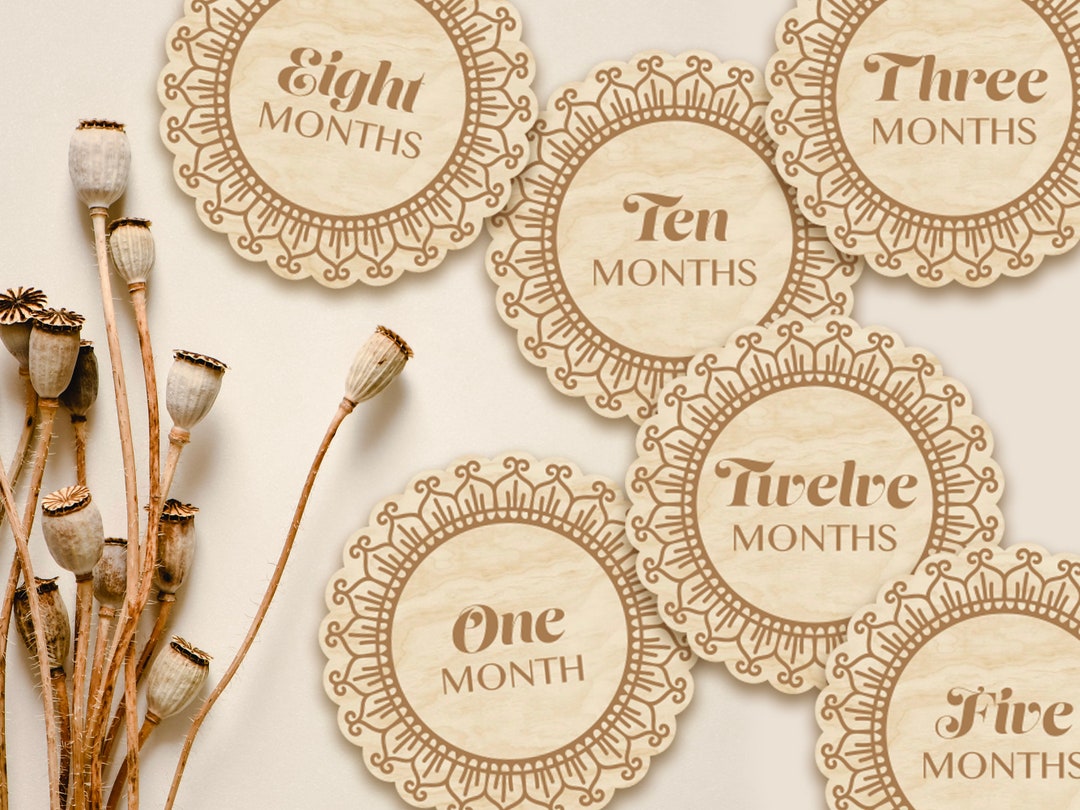 Wooden Baby Monthly Milestone Markers and Discs for Newborn Babies ...
