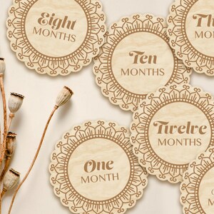 Marcadores y discos de madera para hitos mensuales de bebés recién nacidos/regalo para baby shower