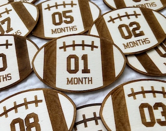 Football Baby Milestone Markers: Wooden Newborn Photo Prop
