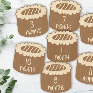 Marcadores y discos de madera para hitos mensuales de bebés Maki Sushi para recién nacidos/regalos para baby shower