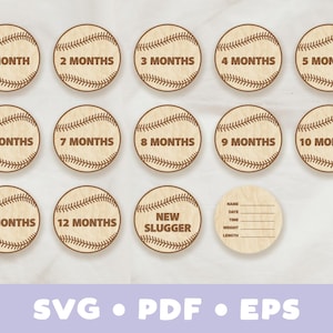 Baseball Baby Monthly Milestone Markers & Discs for Newborn Babies - Digital Download