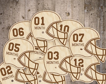 Football Helmet Wooden Baby Milestone Markers – Newborn Photo Prop