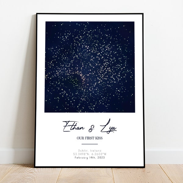 Digital Custom Star Map Print, Night Sky Print, Personalised Star Map Gift, Star Map Poster,  Engagement Gift, Personalised Gift, Printable