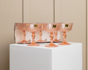 Set di 6 bicchieri Luminarc Rosaline - bicchieri da martini color albicocca - nella confezione originale - design classico Francia anni '70