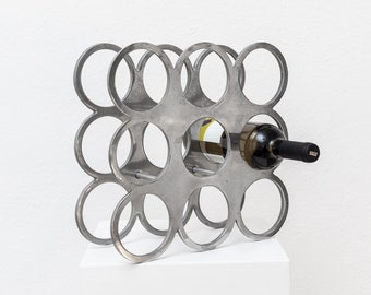 Vintage wine rack - made of metal for 9 bottles - Space Age design - Italy 1970s
