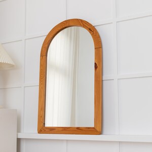 XL wall mirror made of solid pine wood - made in Italy - MCM 1970s