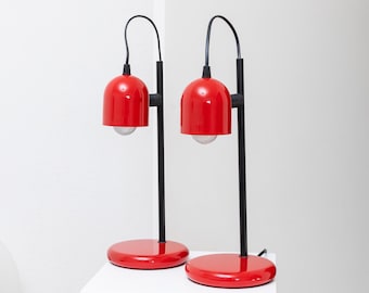 Set di 2 lampade da tavolo vintage rosse - Design postmoderno Memphis - Italia anni '80